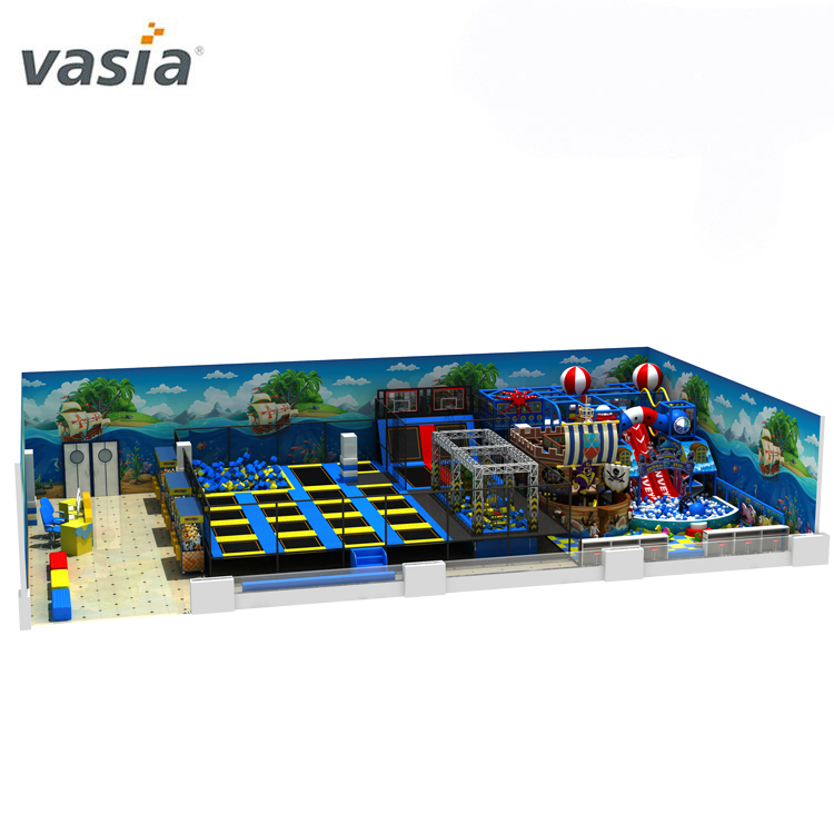 Parque de trampolines de juegos infantiles interiores con campo de espuma y campo de ninjas